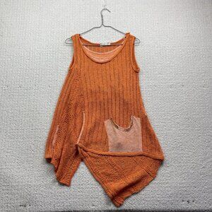 Y2K Caty Lesca Paris Crochet Knit Boho Layered Festival Top Orange Wom Sz 2